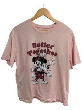 Disney Women’s Light Pink "Better Together" Mickey & Minnie Graphic Tee